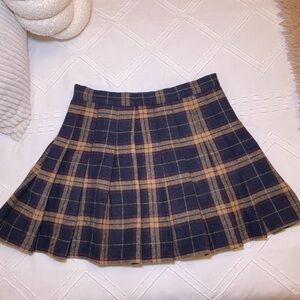Wool Plaid Pleated Skirt, size S